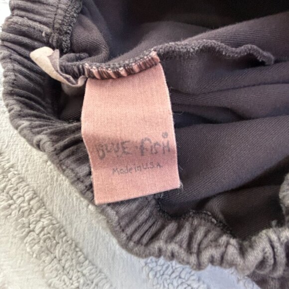 Vintage 90s Blue Fish Maxi Skirt Hand Printed Organic Cotton Dark Gray Side Slit - Picture 3 of 9